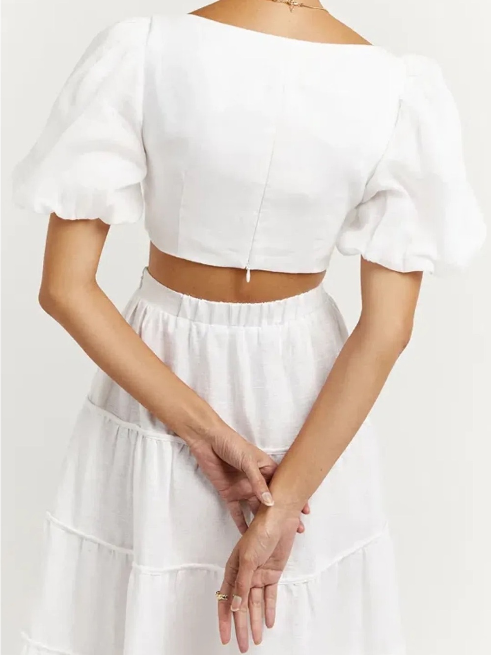 NWT SET DISSH two piece linen skirt and cropped top set with duster bag - Picture 3 of 6